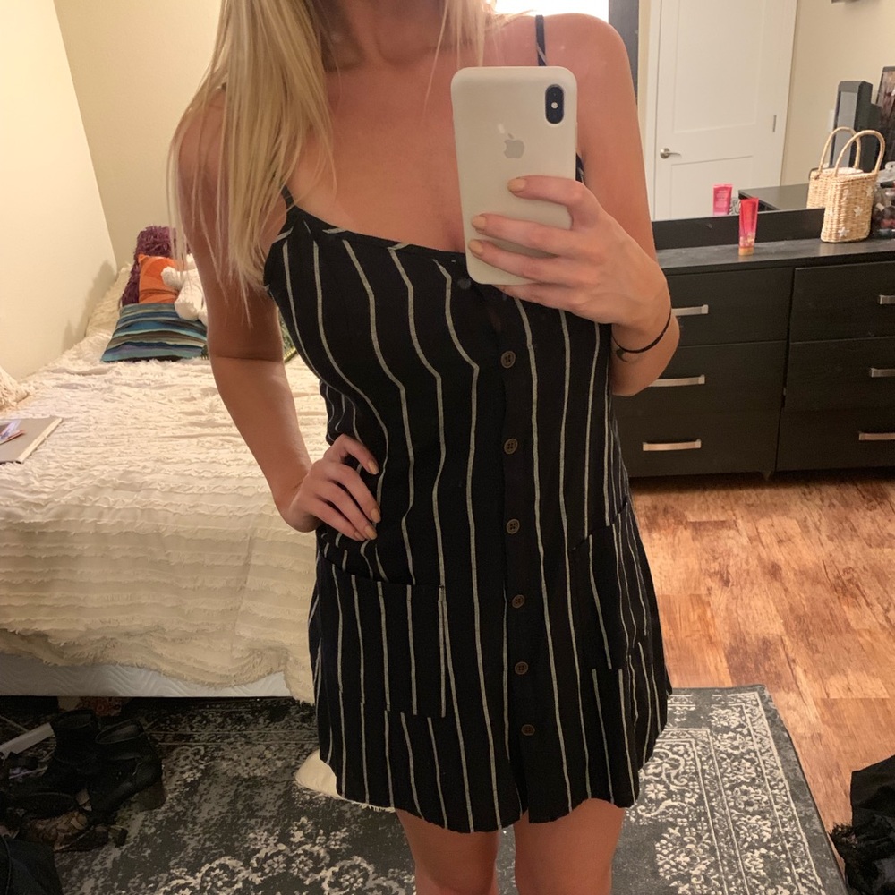 BILLABONG BLACK STRIPED DRESS - Picture 4 of 5